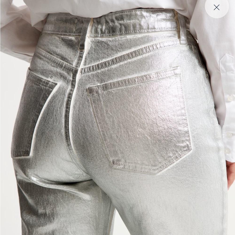 🔴90s relaxed straight jean silver metallic pants - Picture 5 of 5